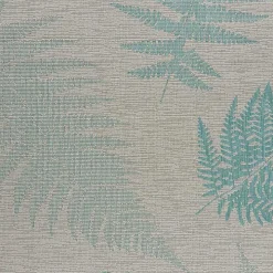 Teal and Tan Falling Ferns Outdoor Area Rug, 5x7