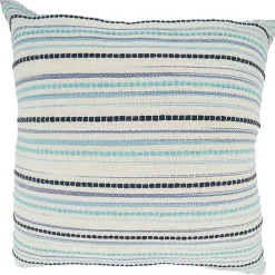 Teal Dash Stripe Woven Throw Pillow