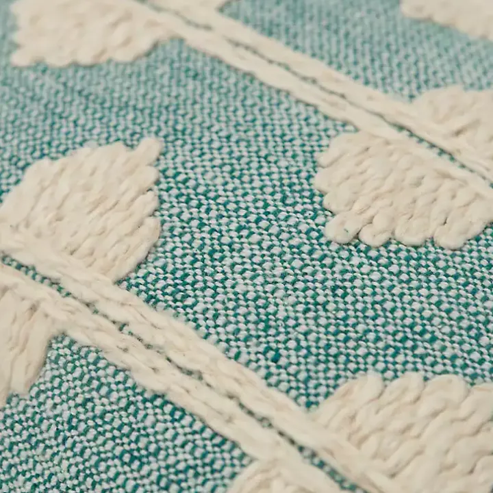 Teal Heathered Embroidered Diamond Throw Pillow