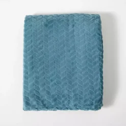 Teal Heavenly Herringbone Plush Throw