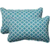 Teal Hickory Geo Outdoor Lumbar Pillows, Set of 2