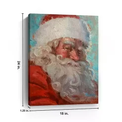 Teal Santa Portrait Canvas Art Print