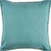 Teal with Embroidered Edge Pillow, 24 in.