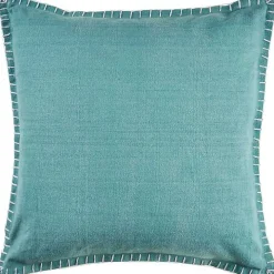 Teal with Embroidered Edge Pillow, 24 in.