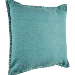 Teal with Embroidered Edge Pillow, 24 in.
