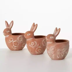 Terracotta Bunny Planters, Set of 3