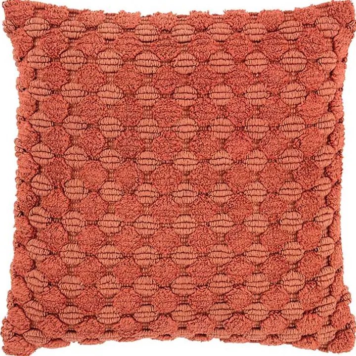 Terracotta Looped Cotton Throw Pillow