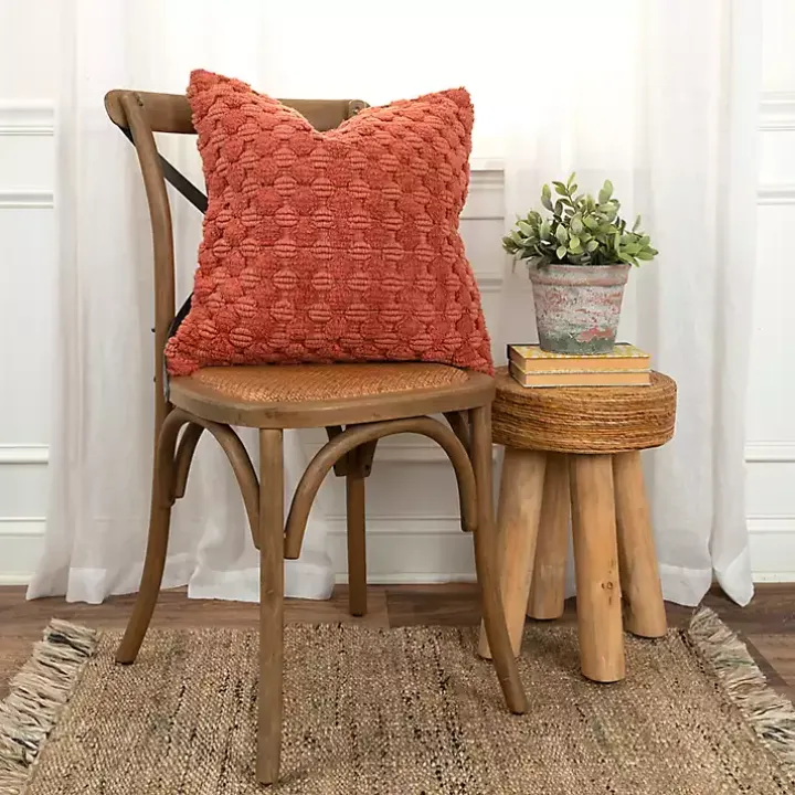 Terracotta Looped Cotton Throw Pillow