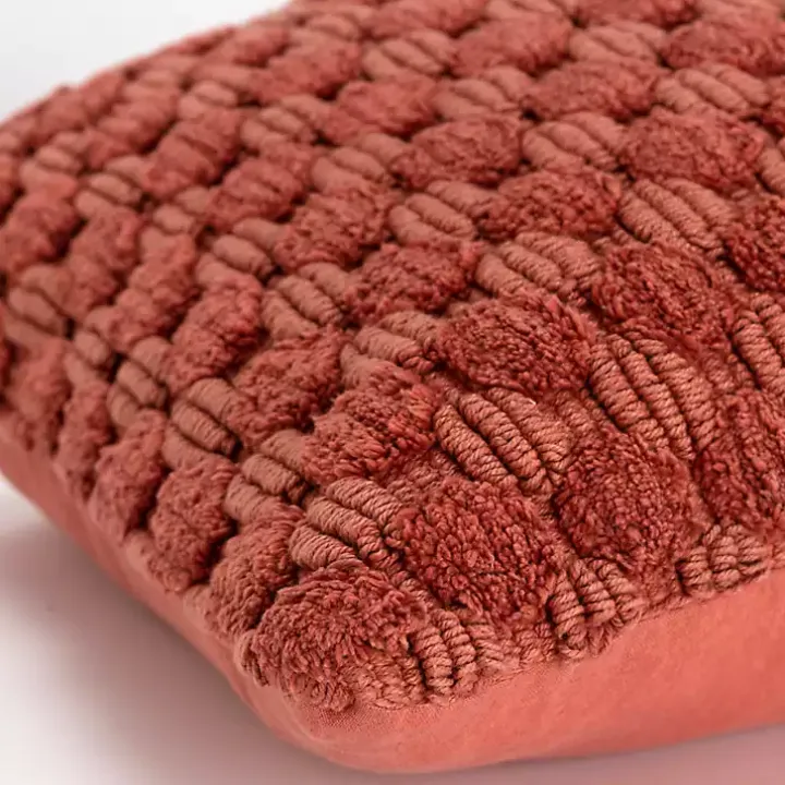 Terracotta Looped Cotton Throw Pillow