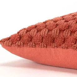 Terracotta Looped Cotton Throw Pillow