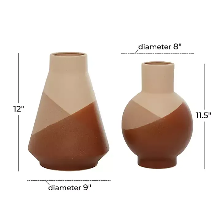 Terracotta Modern Ceramic Vases, Set of 2