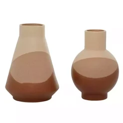 Terracotta Modern Ceramic Vases, Set of 2