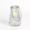Textured Glass Lantern with Metal Insert, 10 in.
