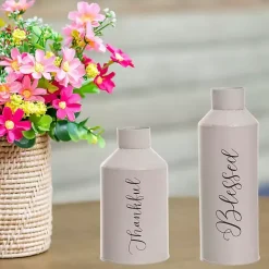 Thankful and Blessed Metal Vases, Set of 2