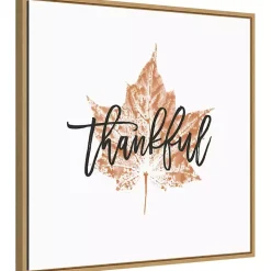 Thankful Leaf Stamp Framed Canvas Art Print
