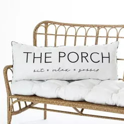 The Porch White Outdoor Lumbar Pillow