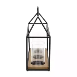 Three Glass Inserts Black Metal Lantern