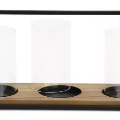 Three Glass Inserts Black Metal Lantern