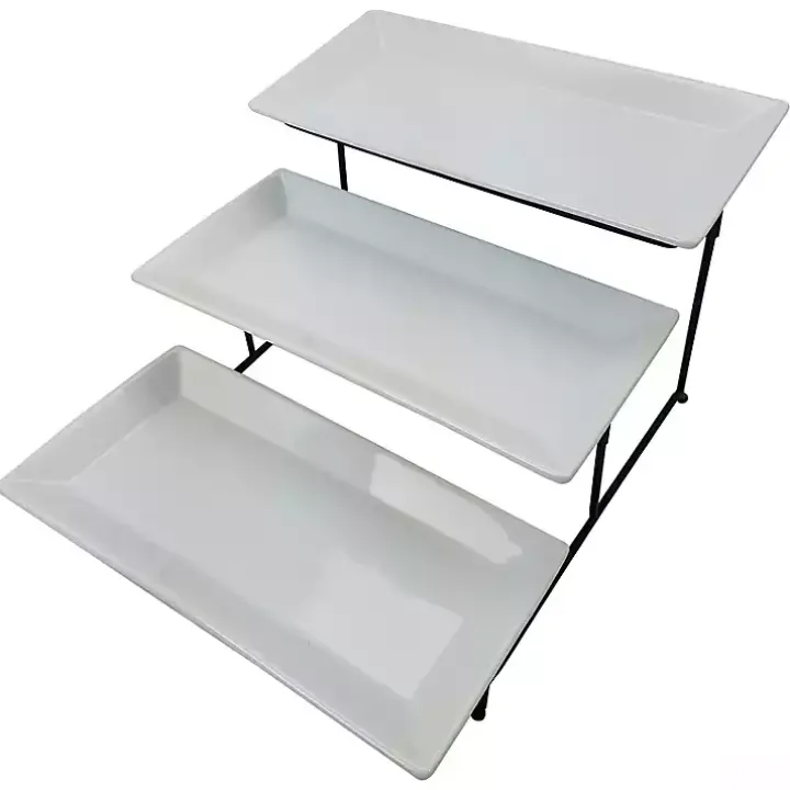 3-Tier White Serving Plates