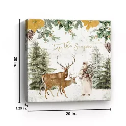 Tis The Season Santa and Reindeer Canvas Art Print