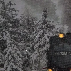 Train in Winter Woods LED Canvas Art Print