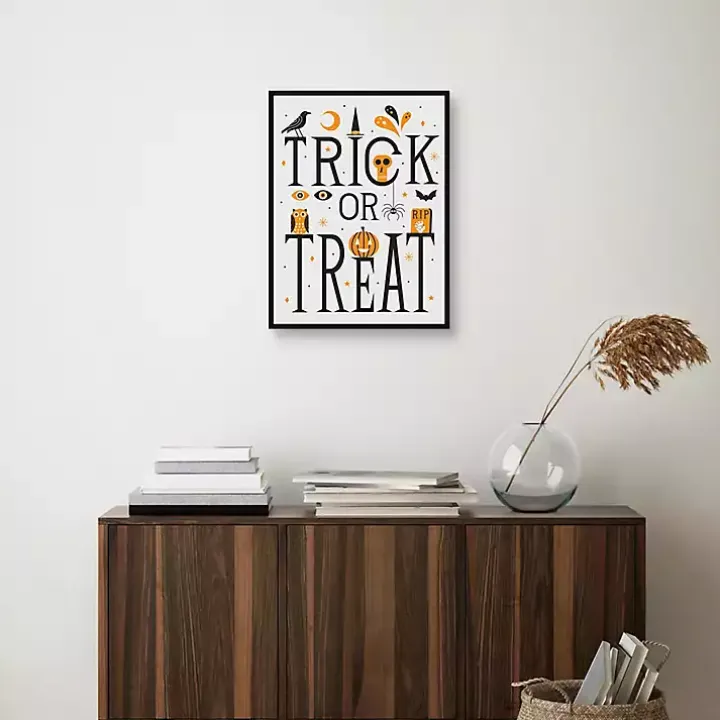 Trick or Treat Framed Canvas Wall Plaque