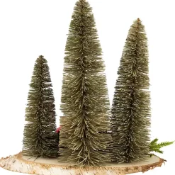 Trio of Bottle Brush Trees Christmas Decoration