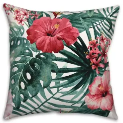 Tropical Flowers Outdoor Pillow
