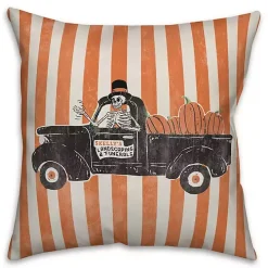Truck Retro with Stripes Throw Pillow