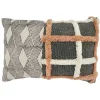 Tufted Chevron Plaid Cotton Lumbar Pillow
