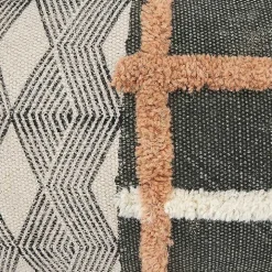 Tufted Chevron Plaid Cotton Lumbar Pillow