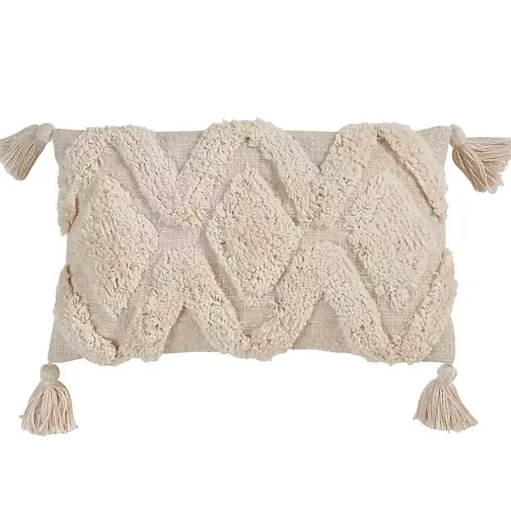 Tufted Cream Diamond Throw Pillow