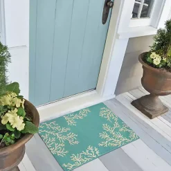 Turquoise Coral Indoor/Outdoor Rug, 2x3