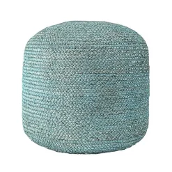 Turquoise Neely Jute Braided Pouf