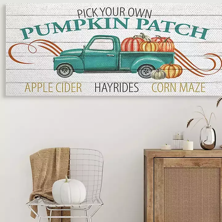 Turquoise Pumpkin Truck Canvas Wall Art