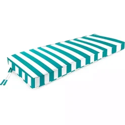 Turquoise Striped Outdoor Settee Cushion