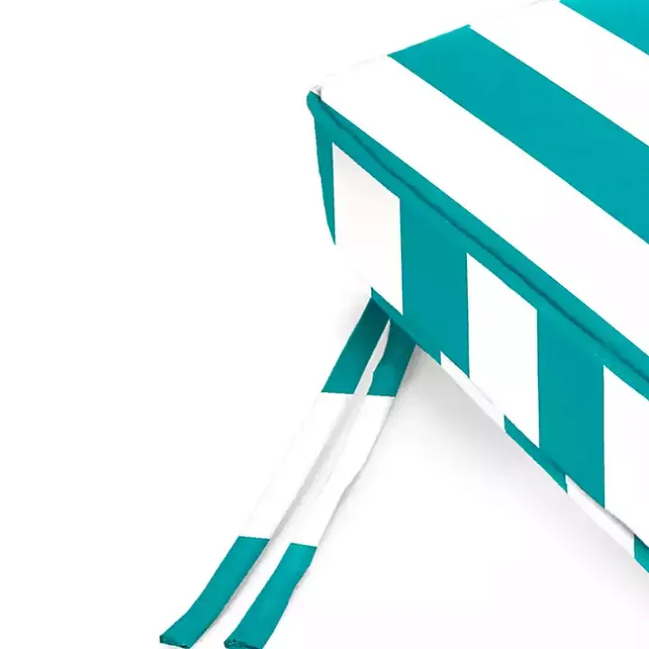 Turquoise Striped Outdoor Settee Cushion