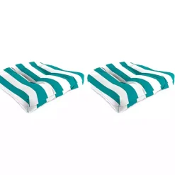 Turquoise Stripes Outdoor Chair Cushions, Set of 2