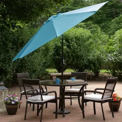 Turquoise Tilt Hand Crank Outdoor Umbrella