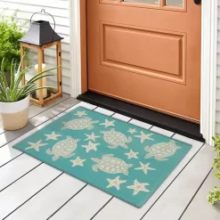 Turquoise Turtles Indoor/Outdoor Rug, 3x4