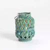 Turquoise Woven Stoneware Coastal Lantern, 8 in.