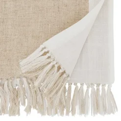 Two Tone Tan and White Table Runner, 72 in.