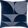 Velvet Navy Monochrome Shapes Throw Pillow