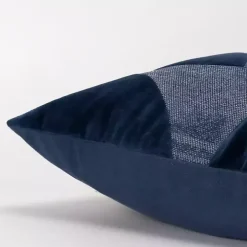 Velvet Navy Monochrome Shapes Throw Pillow