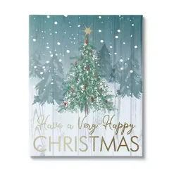Very Happy Christmas Tree Canvas Wall Plaque
