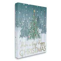 Very Happy Christmas Tree Canvas Wall Plaque