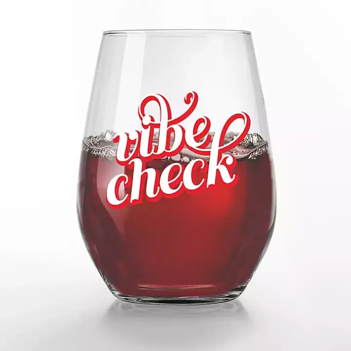 Vibe Check Stemless Wine Glasses, Set of 2