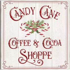 Vintage Candy Cane Christmas Canvas Wall Plaque