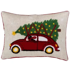 Vintage Car Holiday Lumbar Pillow