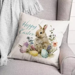 Vintage Hoppy Easter Floral Indoor/Outdoor Pillow